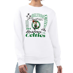 Boston Celtics G-III 4Her by Carl Banks Women's Collage Team Graphic Fleece Pullover Sweatshirt White