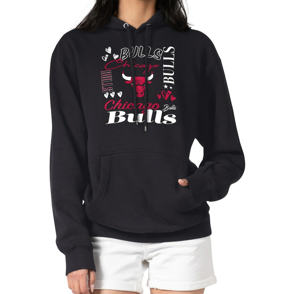 Chicago Bulls G-III 4Her by Carl Banks Women's Team Collage Graphic Fleece Pullover Hoodie Black