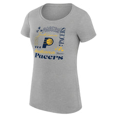 Indiana Pacers G-III 4Her by Carl Banks Women's Super-Slim Fit Lightweight Team Name Collage Graphic T-Shirt Heather Gray