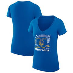 Golden State Warriors G-III 4Her by Carl Banks Women's Super-Slim Fit Lightweight Team Name Collage Graphic V-Neck T-Shirt Royal