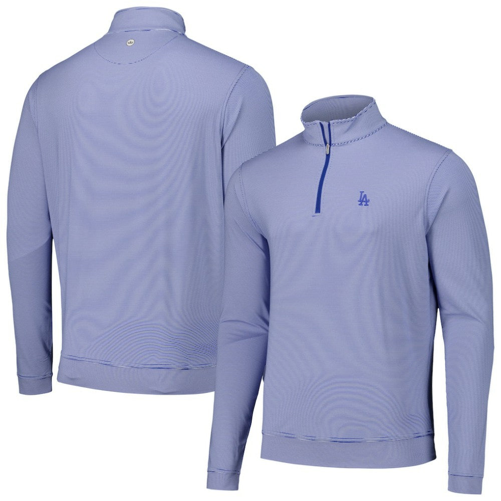 Los Angeles Dodgers Peter Millar Perth Sugar Stripe Performance Quarter-Zip Top for sale