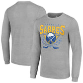 Buffalo Sabres Starter '80s Inspired Team Logo Long Sleeve T-Shirt - Heather Gray | NHL Lifestyle