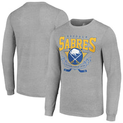 Buffalo Sabres Starter '80s Inspired Team Logo Long Sleeve T-Shirt - Heather Gray | NHL Lifestyle