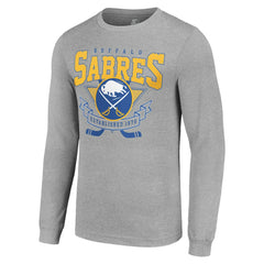 Buffalo Sabres Starter '80s Inspired Team Logo Long Sleeve T-Shirt - Heather Gray | NHL Lifestyle