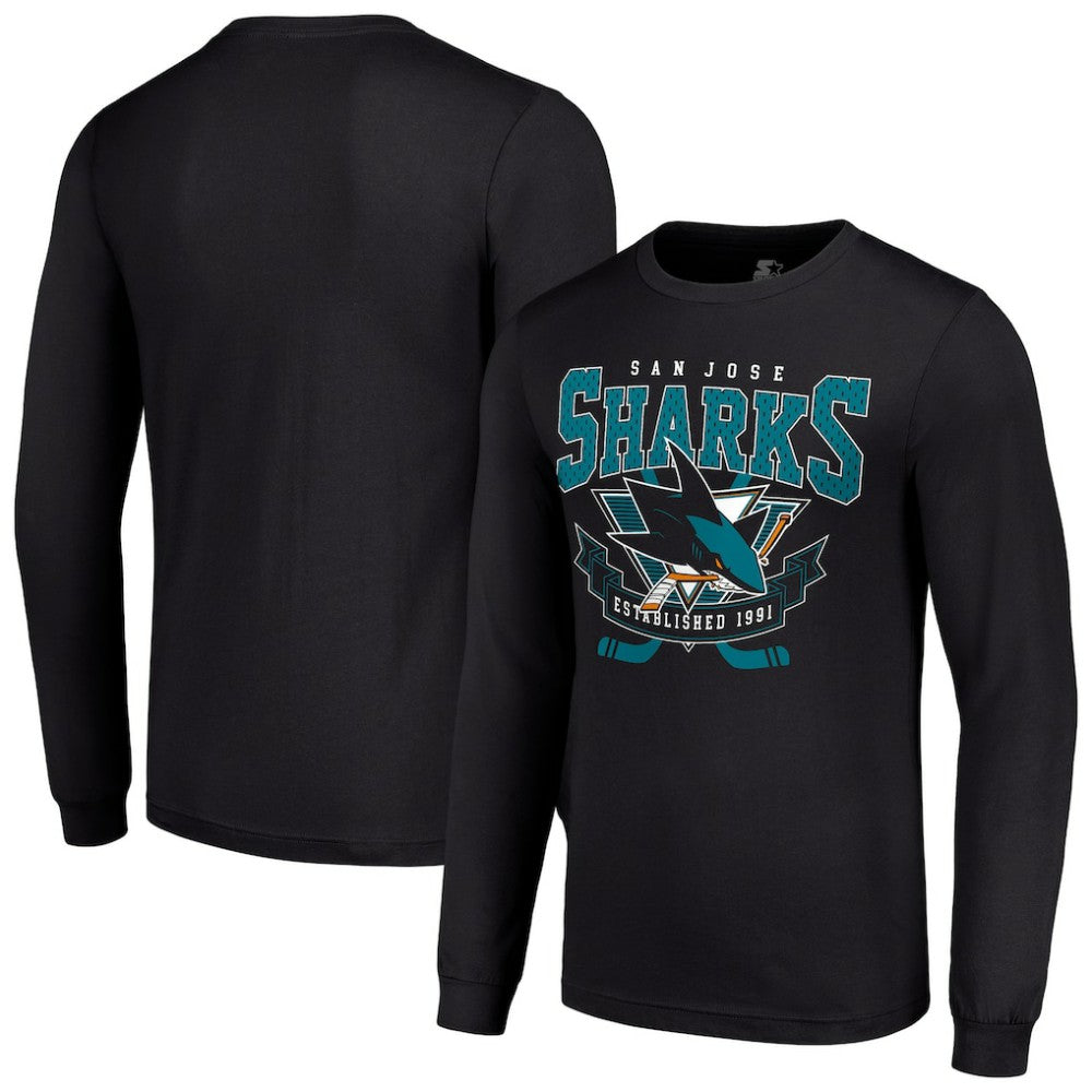 San Jose Sharks Starter Team Logo Graphic Long Sleeve T-Shirt - Black | NHL on sale