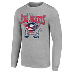 Columbus Blue Jackets Starter '80s Inspired Team Logo Long Sleeve T-Shirt - Heather Gray | NHL sale