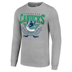 Vancouver Canucks Starter '80s Inspired Team Logo Long Sleeve T-Shirt - Heather Gray | NHL Clearance
