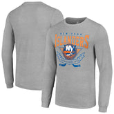 New York Islanders Starter '80s Inspired Team Logo Long Sleeve T-Shirt - Heather Gray | NHL near me