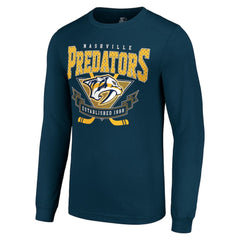 Nashville Predators Starter Team Logo Graphic Long Sleeve T-Shirt - Navy | NHL Lifestyle