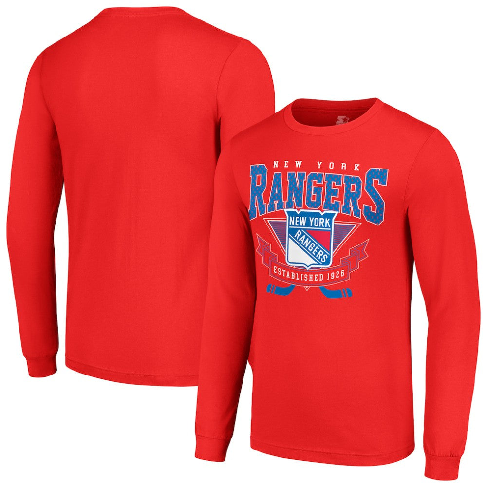 New York Rangers Starter Team Logo Graphic Long Sleeve T-Shirt - Red | NHL Clearance