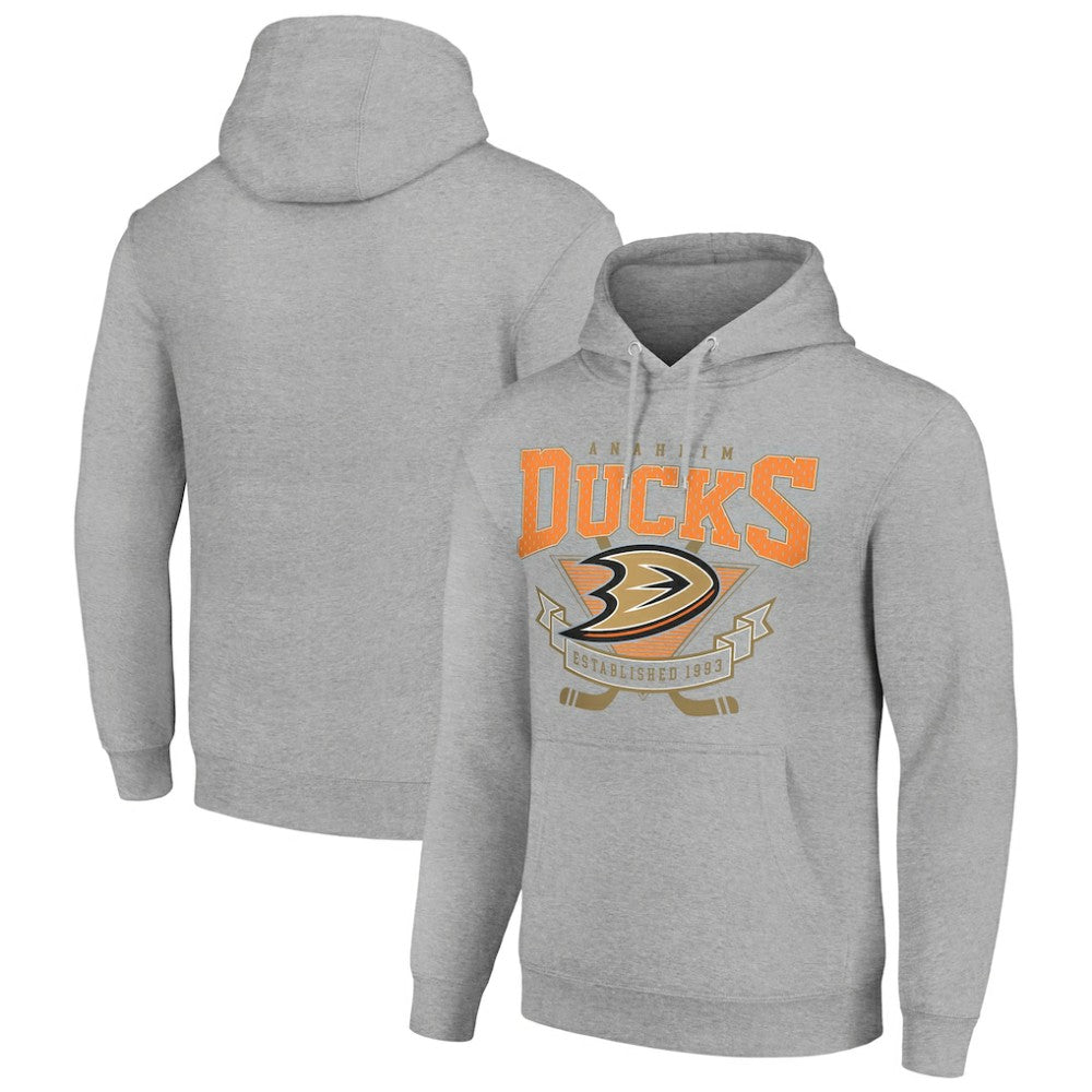 Anaheim Ducks Starter Team Logo Graphic Fleece Tri-Blend Pullover Hoodie - Heather Gray | NHL near me