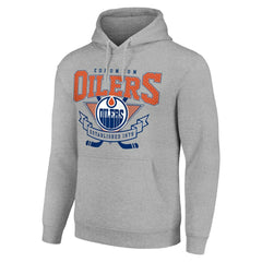 Edmonton Oilers Starter Team Logo Graphic Fleece Tri-Blend Pullover Hoodie - Heather Gray | NHL online
