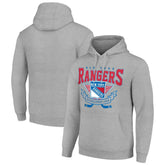 New York Rangers Starter Team Logo Graphic Fleece Tri-Blend Pullover Hoodie - Heather Gray | NHL discount