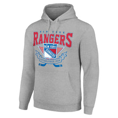 New York Rangers Starter Team Logo Graphic Fleece Tri-Blend Pullover Hoodie - Heather Gray | NHL discount