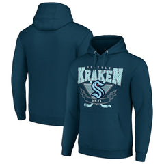 Seattle Kraken Starter Team Logo Graphic Fleece Tri-Blend Pullover Hoodie - Deep Sea Blue | NHL near me