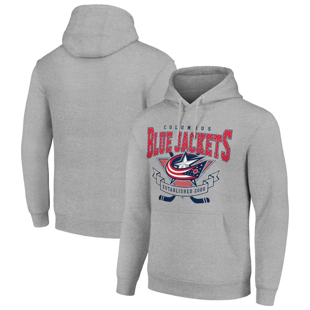 Columbus Blue Jackets Starter Team Logo Graphic Fleece Tri-Blend Pullover Hoodie - Heather Gray | NHL near me