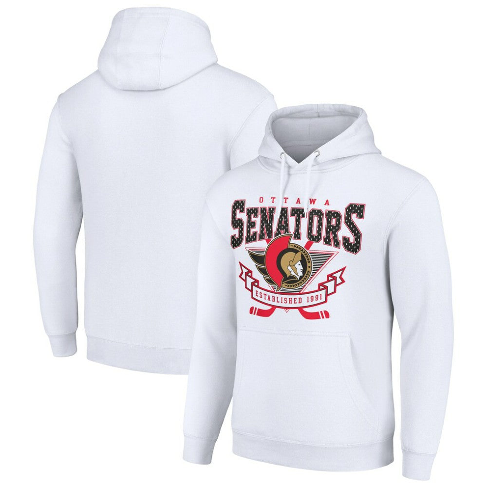 Ottawa Senators Starter Team Logo Graphic Fleece Tri-Blend Pullover Hoodie - White | NHL discount