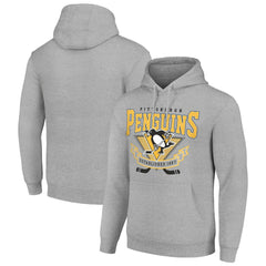 Pittsburgh Penguins Starter Team Logo Graphic Fleece Tri-Blend Pullover Hoodie - Heather Gray | NHL Lifestyle