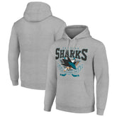 San Jose Sharks Starter Team Logo Graphic Fleece Tri-Blend Pullover Hoodie - Heather Gray | NHL Clearance