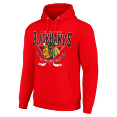 Chicago Blackhawks Starter Team Logo Graphic Fleece Tri-Blend Pullover Hoodie - Red | NHL on sale