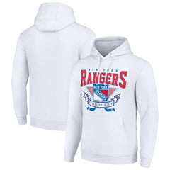 New York Rangers Starter Team Logo Graphic Fleece Tri-Blend Pullover Hoodie - White | NHL Clearance