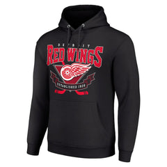 Detroit Red Wings Starter Team Logo Graphic Fleece Tri-Blend Pullover Hoodie - Black | NHL Lifestyle