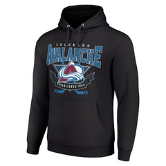 Colorado Avalanche Starter Team Logo Graphic Fleece Tri-Blend Pullover Hoodie - Black | NHL Clearance