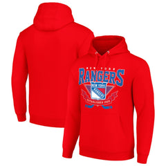 New York Rangers Starter Team Logo Graphic Fleece Tri-Blend Pullover Hoodie - Red | NHL on sale