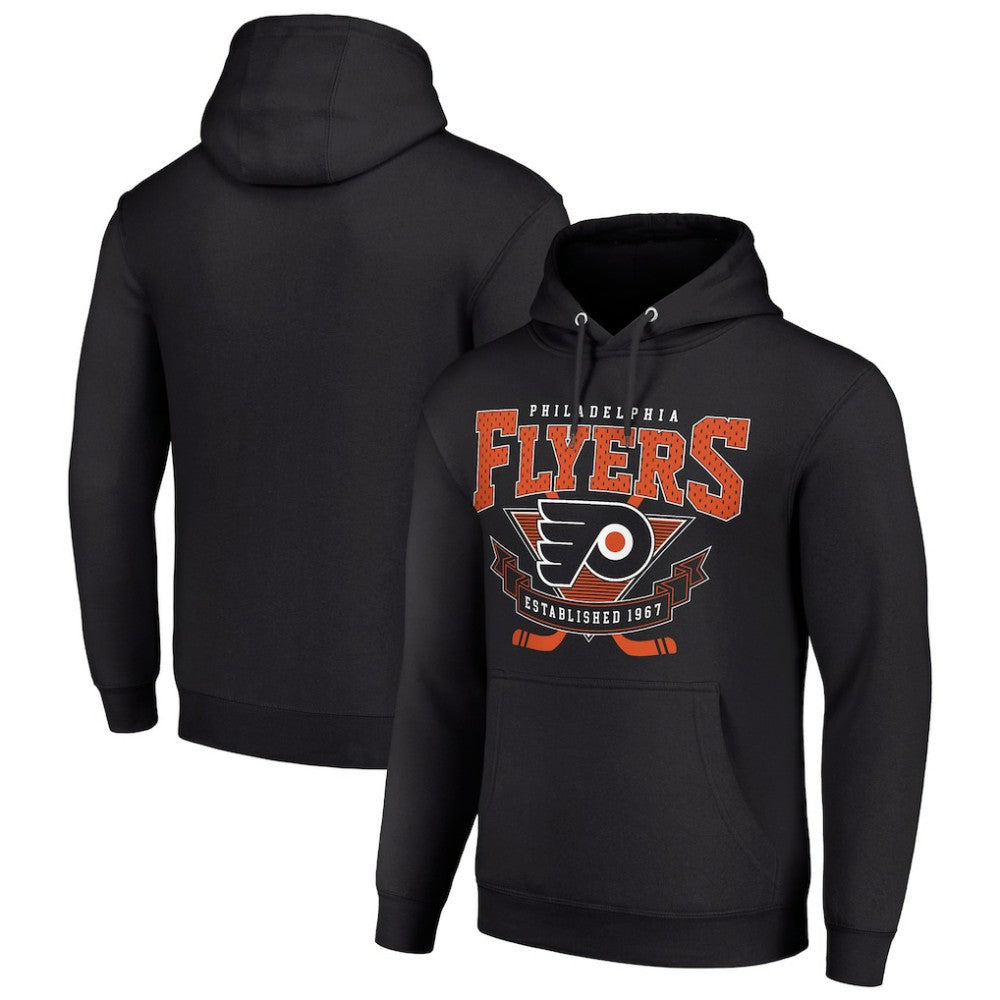 Philadelphia Flyers Starter Team Logo Graphic Fleece Tri-Blend Pullover Hoodie - Black | NHL Lifestyle