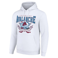Colorado Avalanche Starter Team Logo Graphic Fleece Tri-Blend Pullover Hoodie - White | NHL Clearance