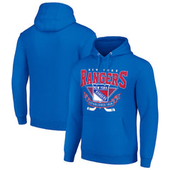 New York Rangers Starter Team Logo Graphic Fleece Tri-Blend Pullover Hoodie - Blue | NHL Clearance