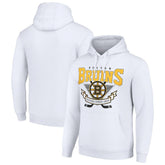 Boston Bruins Starter Team Logo Graphic Fleece Tri-Blend Pullover Hoodie - White | NHL Lifestyle