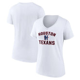 Houston Texans Women's Secondary Logo V-Neck T-Shirt - White - NFL