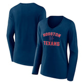 Houston Texans Women's Secondary Logo Victory Arch Long Sleeve V-Neck T-Shirt - Navy - NFL