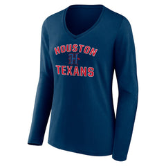 Houston Texans Women's Secondary Logo Victory Arch Long Sleeve V-Neck T-Shirt - Navy - NFL
