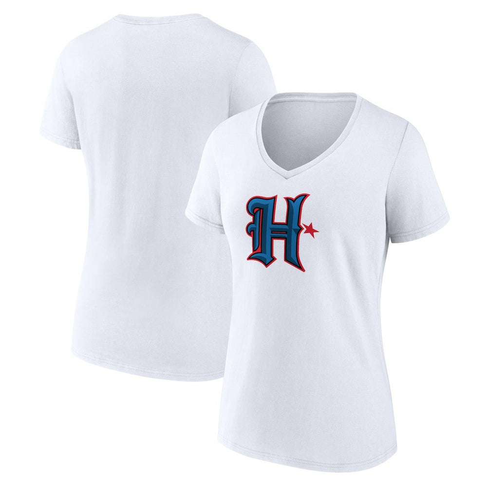 Houston Texans Women's Secondary Logo V-Neck T-Shirt - White - NFL