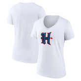 Houston Texans Women's Secondary Logo V-Neck T-Shirt - White - NFL