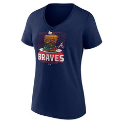 Atlanta Braves Women's Blooper Burger V-Neck T-Shirt Discount