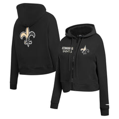 New Orleans Saints Pro Standard Women's Split Logo Full-Zip Hoodie - Black - NFL
