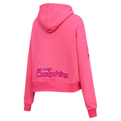 Miami Dolphins Pro Standard Women's Triple Pink Cropped Fleece Pullover Hoodie - Pink - NFL