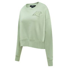 Carolina Panthers Pro Standard Women's Oversized Cropped Neutral Pullover Sweatshirt - Light Green - NFL