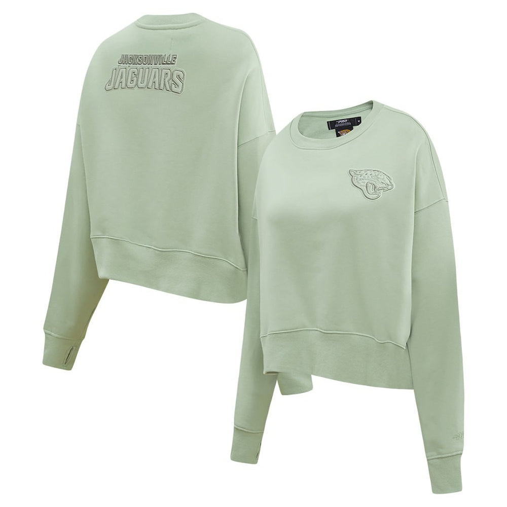 Jacksonville Jaguars Pro Standard Women's Oversized Cropped Neutral Pullover Sweatshirt - Light Green - NFL