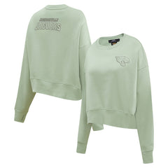 Jacksonville Jaguars Pro Standard Women's Oversized Cropped Neutral Pullover Sweatshirt - Light Green - NFL