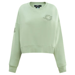 Miami Dolphins Pro Standard Women's Oversized Cropped Neutral Pullover Sweatshirt - Light Green - NFL
