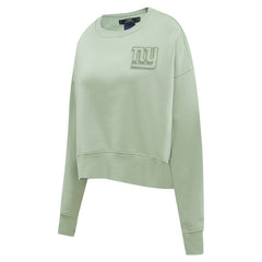 New York Giants Pro Standard Women's Oversized Cropped Neutral Pullover Sweatshirt - Light Green - NFL