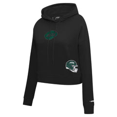 New York Jets Pro Standard Women's Jeweled Cropped Pullover Hoodie - Black - NFL
