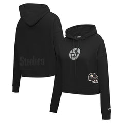 Pittsburgh Steelers Pro Standard Women's Jeweled Cropped Pullover Hoodie - Black - NFL