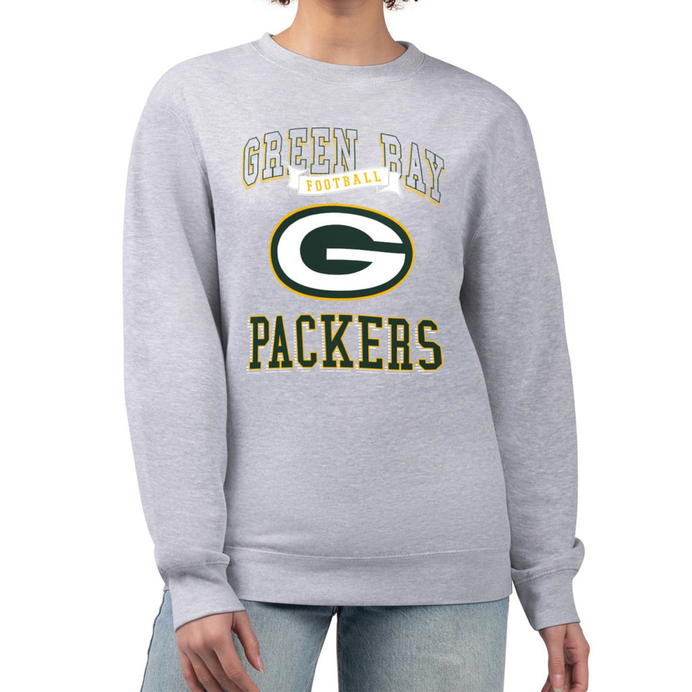 Green Bay Packers G-III 4Her by Carl Banks Women's Team Logo Graphic Tri-Blend Pullover Sweatshirt - Heather Gray - NFL