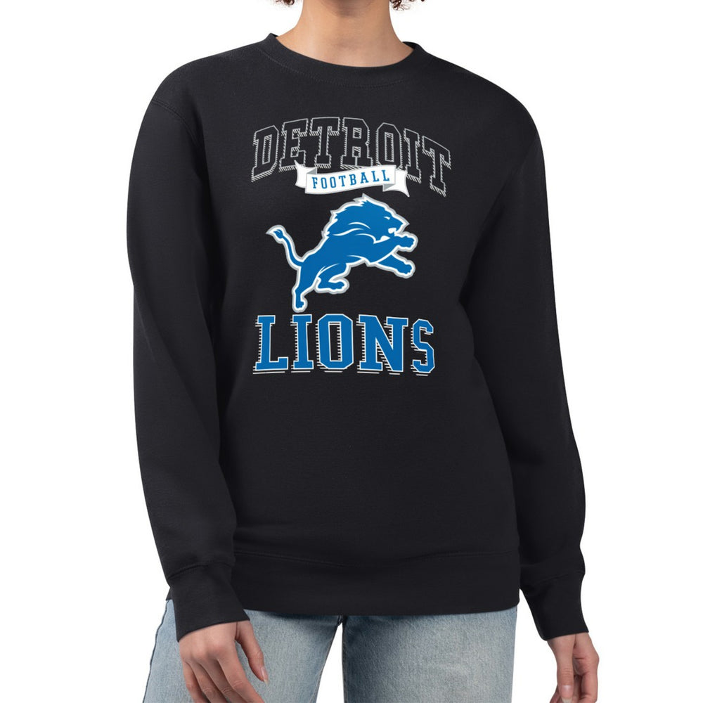 Detroit Lions G-III 4Her by Carl Banks Women's Team Logo Graphic Tri-Blend Pullover Sweatshirt - Black - NFL
