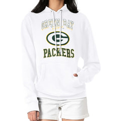 Green Bay Packers G-III 4Her by Carl Banks Women's Team Logo Graphic Fleece Tri-Blend Pullover Hoodie - White - NFL
